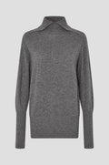 Olira Knit T-Neck Collar Grey Melange