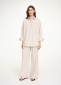 Cabello Wide-Leg Trousers Old Beige Thin Stripe