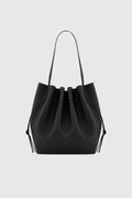 Scallop Tote Black Pebble Grained Leather