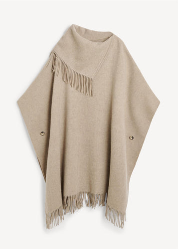 Turtlo Wool Poncho Grey Brown Melange