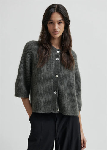 Andrea Knit Rib Cardigan Beluga