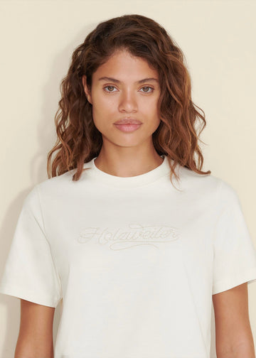 Penny Embroidery Tee | Ecru