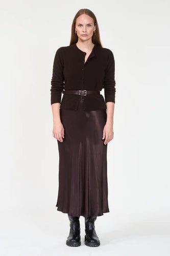 Emerson Satin Skirt Darkest Brown