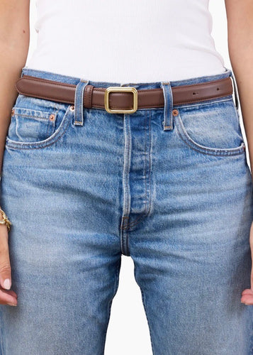 The Georgia Wide Belt Chocolate Brown & Gold