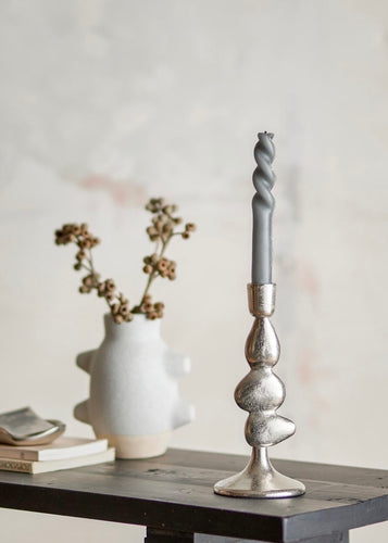 Metina Candle Holder Silver Aluminum