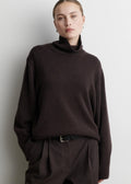 Alpha Knit T-Neck Dark Brown Melange