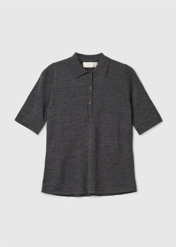 Celeste Pique Tee Charcoal Grey Melange