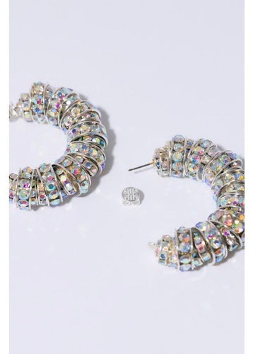 Mini Diamond Hoops Silver