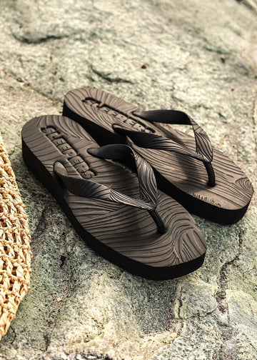 Tapered Platform Flip Flop Black