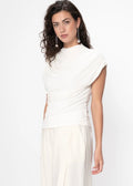 Raza Sleeveless Draped Jersey Top White