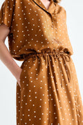 Sallie Skirt Dot Print Caramel