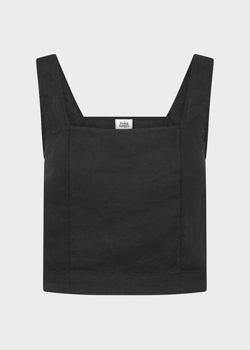 Hedi Linen Top Black