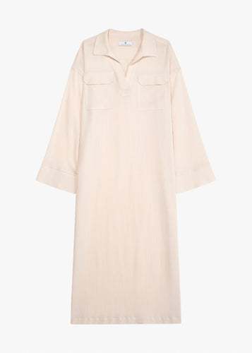 Aire Crinkled Gauze Dress | Ecru