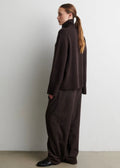 Alpha Knit T-Neck Dark Brown Melange