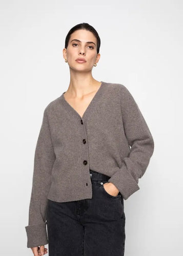 Aria Knit Cardigan Dark Taupe