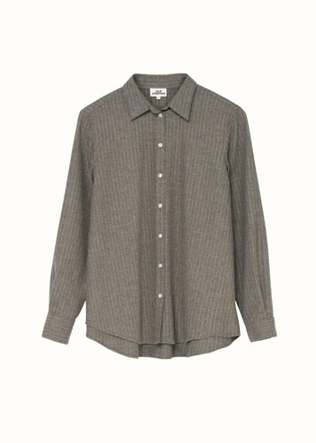 Sophie Wool Blend Shirt Grey Stripe