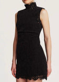 Lace Velvet Mini Dress Black