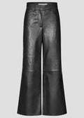 Letho Leather Simple Trousers Black