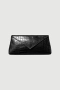 Onyx Clutch w/ Envelope Charm| Black Croc