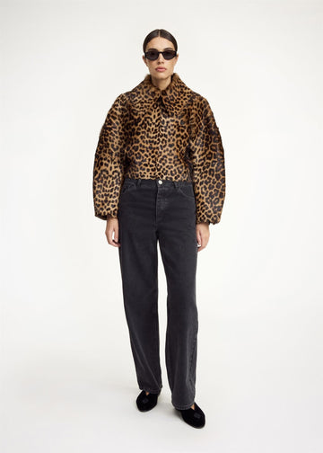 Rowani Shearling Calf Jacket Leopard
