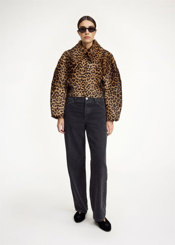 Rowani Shearling Calf Jacket Leopard