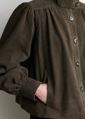 Zoine Suede Jacket Black Olive