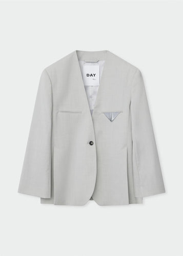 Suzette Classic Wool Blazer Misty Blue Melange