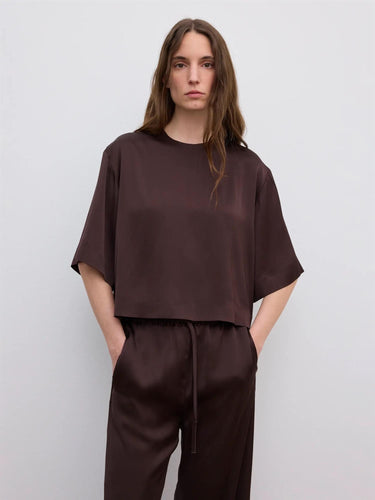Woven Fluid T-Shirt Chocolate Brown