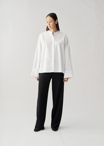 Collar Wide Sleeve Shirt White