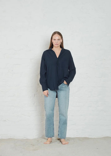 Rocha Crinkled Shirt Dk Navy