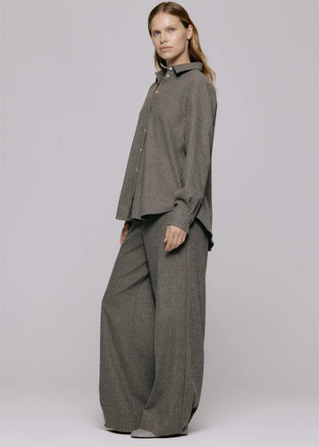 Sophie Wool Blend Shirt Grey Stripe