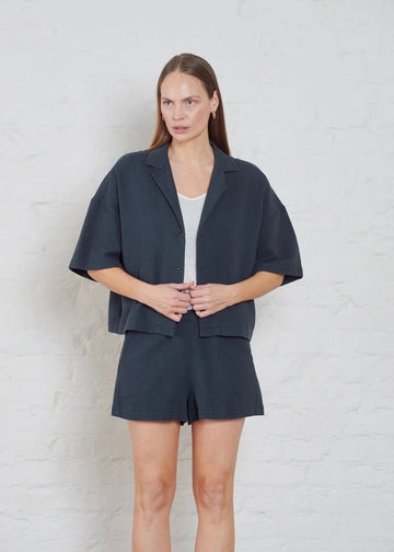 Ash Quilted Gauze Shorts Navy