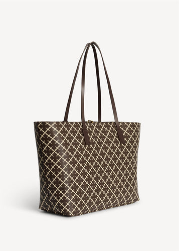 Abigail Printed Tote Bag Warm Brown