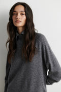 Olira Knit T-Neck Collar Grey Melange