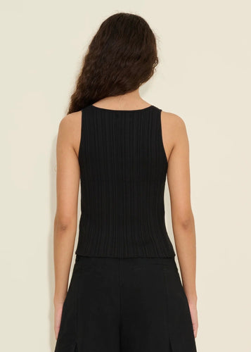 Uneven Rib Knit Singlet Black