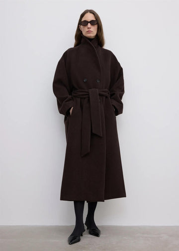 Relaxed Wool Coat Chocolate Brown