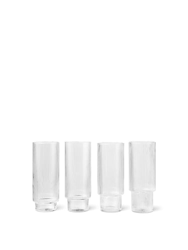 Ripple Long Drink Glass Clear |  4-Pakning