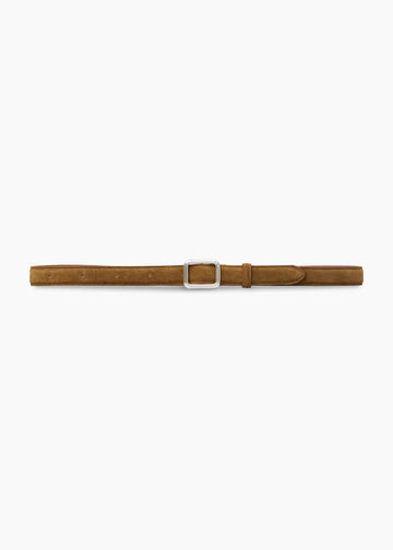 The Georgia Wide Belt Maple Brown Suede & Silver