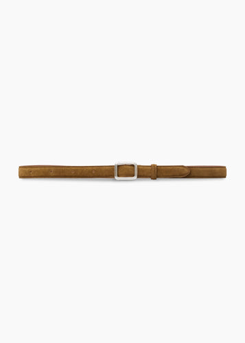 The Georgia Wide Belt Maple Brown Suede & Silver
