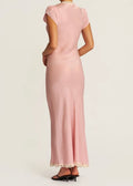 Shiny V-Neck Dress Dusty Pink