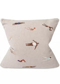 Swimmers Embroidered Cushion Cover