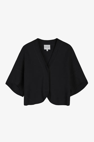 Short Wool Cardigan Black