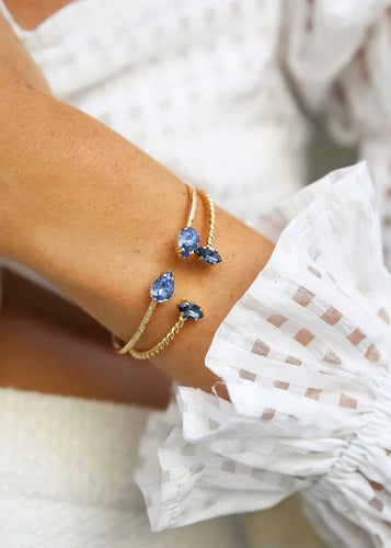 Petite Navette Armbånd | Gold & Denim Blue