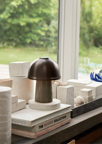 Raku SH8 Trådløs Bordlampe | Beige Grey & Bronzed