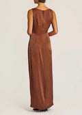 Shiny Sleeveless Dress Brown