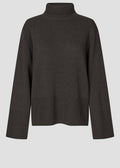 Alpha Knit T-Neck Dark Brown Melange