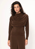 Mirel Draped Jersey Top Mocha