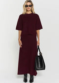 Madina Short Sleeve Knit Burgundy