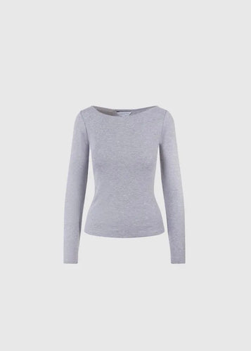 Petronella Rib Boatneck | Grey