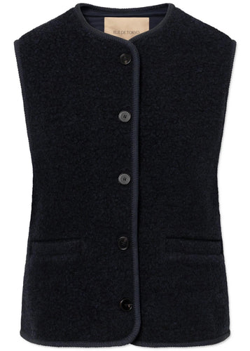 Cas Teddy Vest Dark Navy